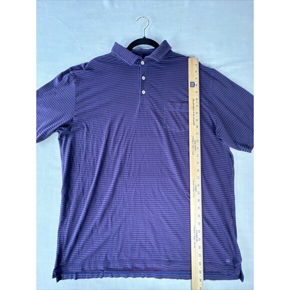 Peter Millar Seaside Wash Short Sleeve Polo XL Purple‎ Stripe Golf Chest Pocket - Picture 6 of 7